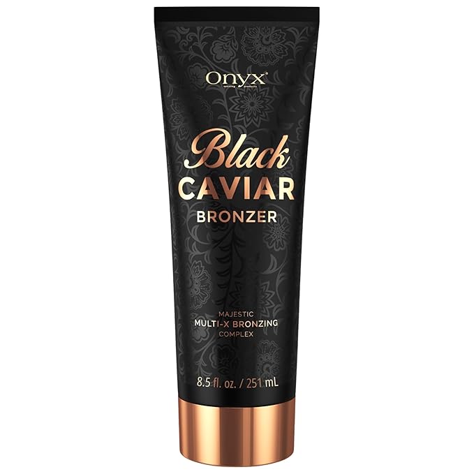 Onyx Black Caviar Dark Tanning Bed Lotion with Bronzer & Accelerator - Indoor Tanning Lotion for Ultra Dark Tan | Hydrating Aloe | 8.5 Fl Oz