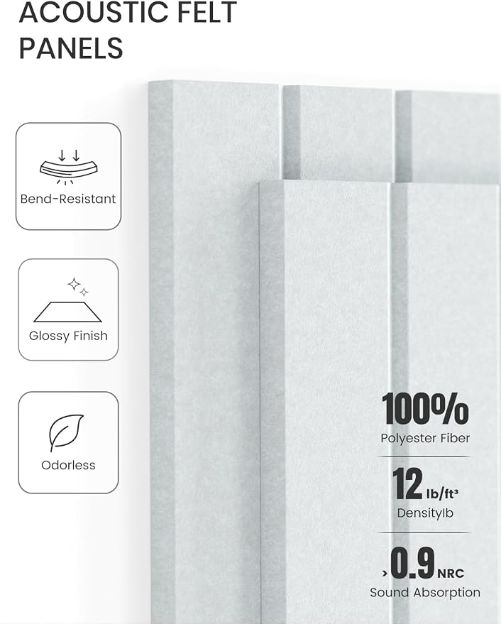 Fluxynara 36" x 24" Large Felt Bulletin Board, Cold White | 6 Pack Cork Board Alternative with 30 Safe Adhesive Tabs, Pin Boards for Wall Decor, Home, Office, Classroom,Dorm