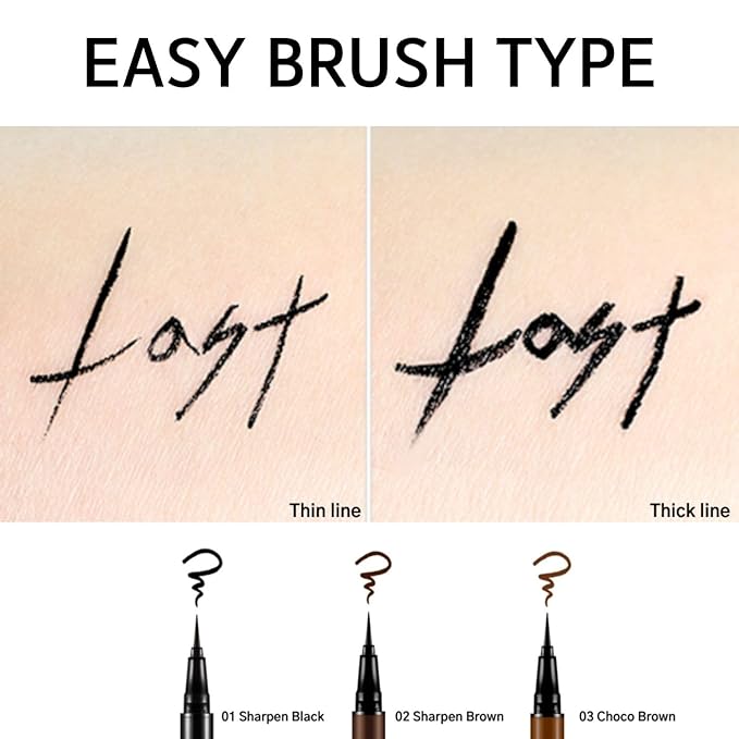 BBIA Last Pen Eyeliner - Waterproof Liquid Pen Eye Liner Long-Lasing Quick Dry Multi-Proof Easy Drawing Ink Tank Type with Precise & Flexible Fine Brush No-Skip Korean Eye Makeup (02 SHARPEN BROWN)