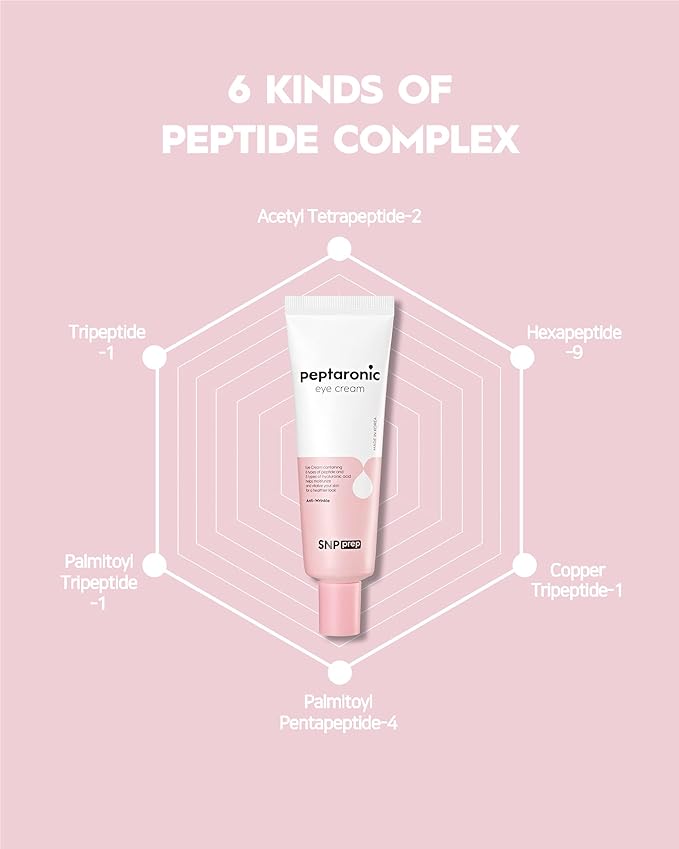 Snp 6 Peptides + 5 Hyaluronic Acid Eye Cream | Moisturizing & Soothing Under Eye Cream for Dark Circles and Puffiness | Korean Skincare Eye Repair Lotion | Peptaronic | 1.69 Fl Oz