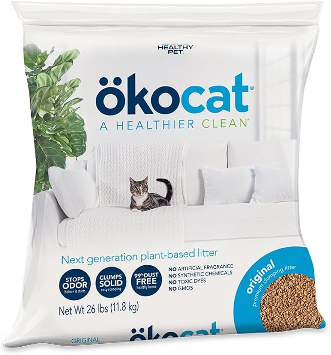 ökocat Original Natural Wood Clumping Cat Litter, Odor Control 26 lbs