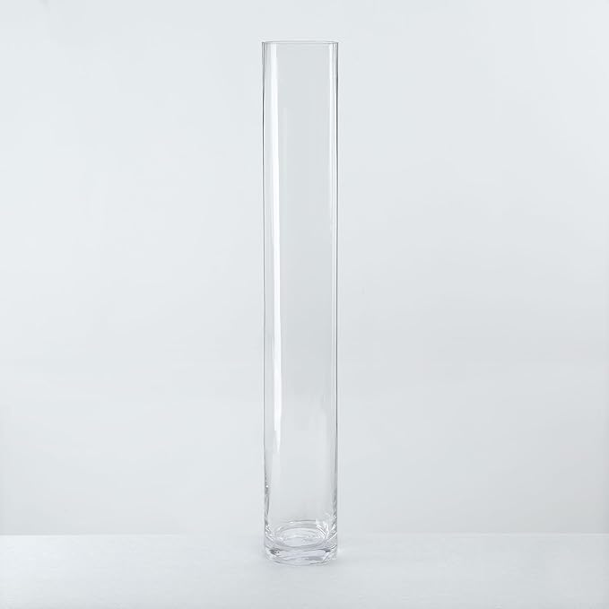 CYS Excel Clear Glass Cylinder Vase (H:28" D:4") | Multiple Size Choices Glass Flower Vase Centerpieces | Hurricane Floating Candle Holder Vase