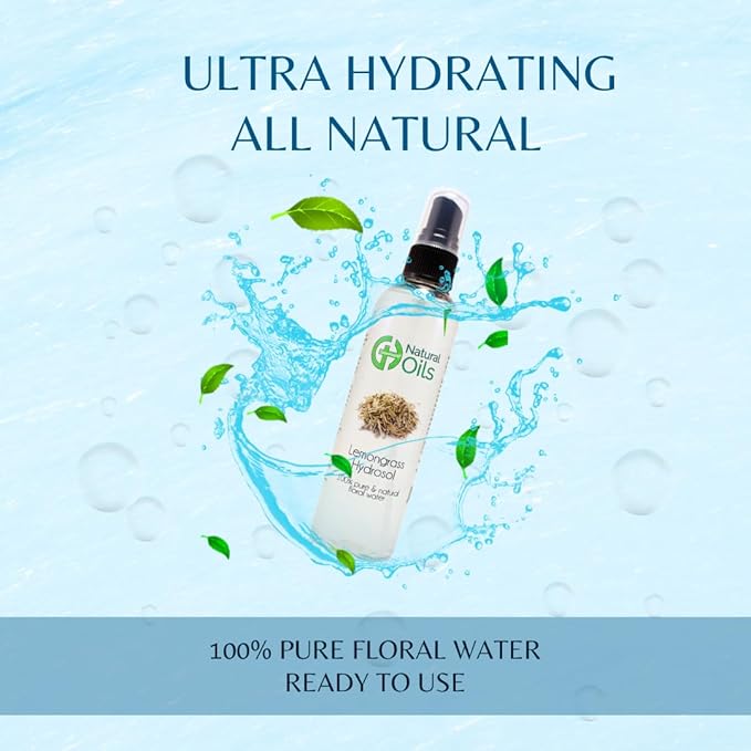 GreenHealth Lemongrass Hydrosol (Floral Water) - 8 fl oz Plastic Jug w/Cap - 100% Pure (NOT Oil)