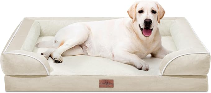 Comfort Expression Waterproof Orthopedic Dog Beds for Extra Large Dog | Supportive Egg Crate Foam XL Dog Bed with Removable Bolster, Dog Couch with Washable Cover & Non-Slip Bottom, 45x35 Inch