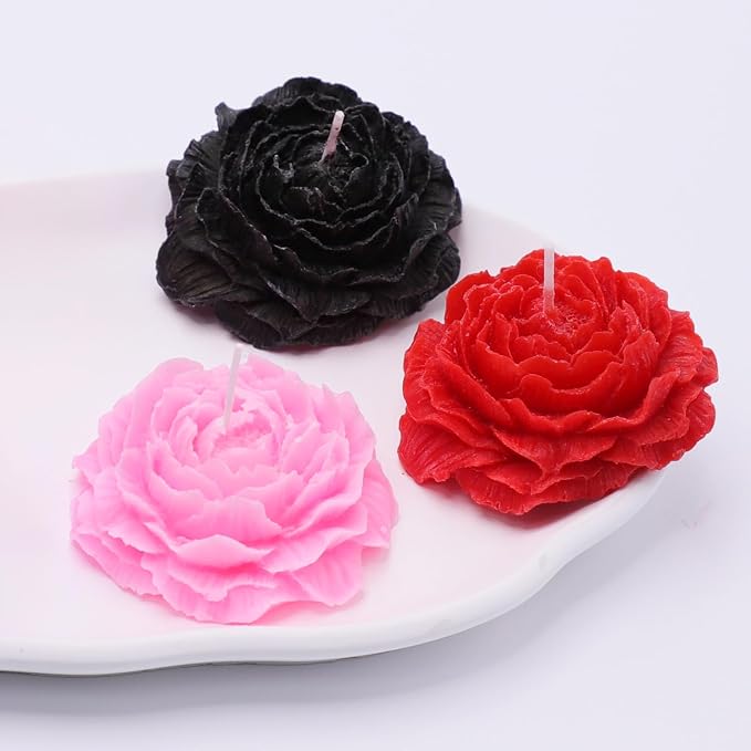 Low Temperature Candles Glitter Peony Flower Scented Candles Aromatherapy Romantic Wax Play Candles Valentines Day, Lovers, Couples 3 PCS