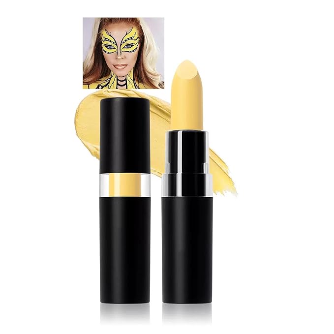 Yellow Body Paint, Face and Body Paint Stick for Halloween Joker Zombie Vampire Skeleton Skull Special Effects Mime Makeup (02# Yellow)