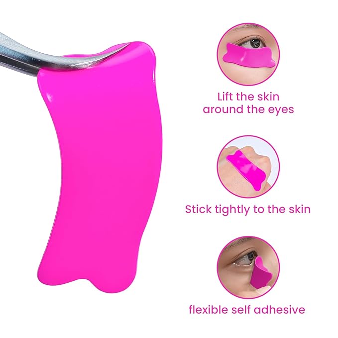 PERMANIA Under Eye Patch Silicone 4 Pcs for Korean Lash Lift & Lash Extensions Remover, Reusable and Soft Makeup Beauty Tool (Rose+Transparent)