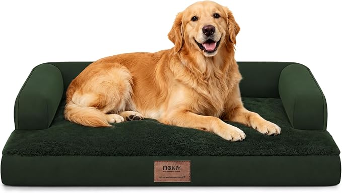 Orthopedic Washable Dog Bed with Bolster for Medium to Large Dogs | Pillow Support for Neck Relief, Egg Crate Foam, Waterproof Liner, Anti-Slip Bottom, Removable Bolster Cover, 36 x 27 Inch