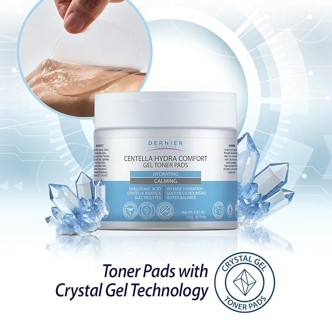 Dernier Gel Toner Patches – Hydrating Pads with Gotu Kola – Moisturizing & Calming Hydrogel Skincare Treatment Face Mask– Regenerative Formula to Improve Firmness & Elasticity | 100g - 80 Pads