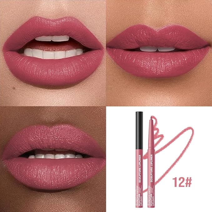 12 Colors Matte Lip Liner Pencil – Long Lasting Waterproof Lip Liner, Smudge Proof Transfer Proof Lip Pencil, High Pigment Lip Makeup for Defining & Filling Lips (12#, 1PCS)