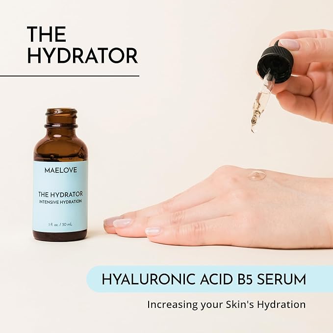 MAELOVE Glow Maker Vitamin C Serum + Hydrator Hyaluronic Acid B5 Serum Duo - Anti-Aging, Fine Line & Dryness Treatment - Lightweight, Clean Skincare