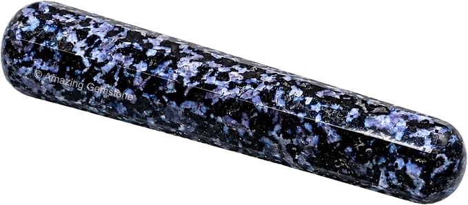 Amazing Gemstone Indigo Gabbro Crystal Wand Massage Stick - Pelvic Wand Gua Sha for Adults - Crystals and Healing Stones Massage Wands for Adults Gifts (Smooth)