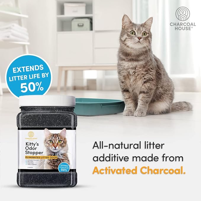 Kitty's Odor Stopper - 4 lbs of Activated Charcoal Cat Litter Box Odor Eliminator | Friendly Freshener | Unscented Deodorizer - Child Safe, Non-Toxic & Fresh | Extends Feline Litter Life