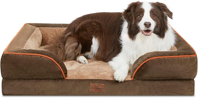 Comfort Expression Waterproof Orthopedic Dog Beds for Large Sized Dog | Supportive Egg Crate Foam Large Pet Bed with Removable Bolster, Dog Couch with Washable Cover & Non-Slip Bottom, 36x27 Inch