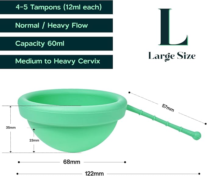 SHORDY Reusable Menstrual Disc (Large), 100% Medical-Grade Silicone, Flexible & Leak-Free Period Disc, Eco Friendly Feminine Hygiene & Care | Tampons, Pads & Cups Alternative (Green)