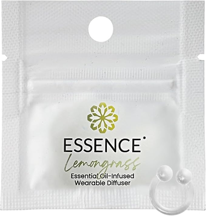 Essence Wearable Aromatherapy Nasal Diffuser – Lemongrass Essential Oil Nose Ring Silicone Inhaler for Stress & Mood Support - Made in USA & Travel-Friendly