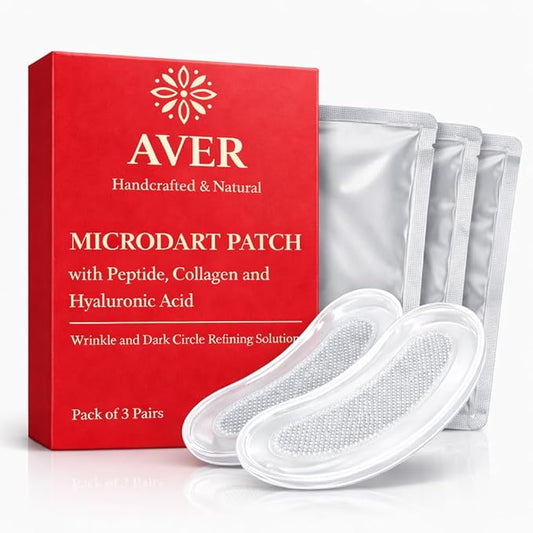 AVER Serum-Infused Under Eye Patches for Fine Lines, Wrinkles, Puffiness & Dark Circles | Peptide, Collagen, Hyaluronic Acid, Panthenol & Niacinamide | Hydrates, Brightens & Firms | 3 Pairs