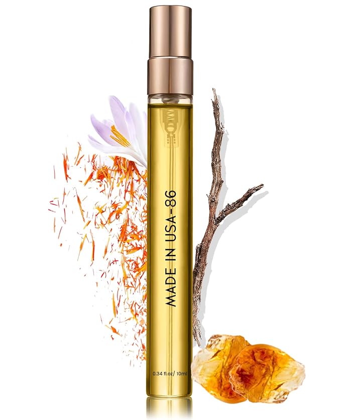 PUREAMOR Pheromones Perfumes for Women & Men, No. 86. Mix of Amber, Saffron, Jasmine, Woody Fragrances, 0.34 fl.oz Travel Size Perfume Oil Spray, Advanced Fragrance Pheromone Perfume,Pheromone Cologne