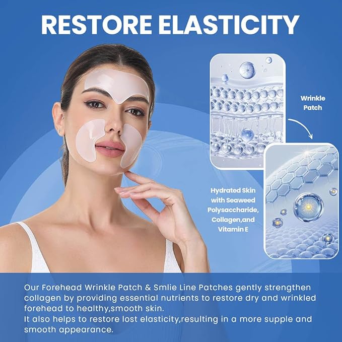 Okela Forehead Wrinkle Patches & Smile Line Patches Overnight, Hydrogel Smoothing Patches Skin Care Gifts for Fine Lines, Deep Line and Firming