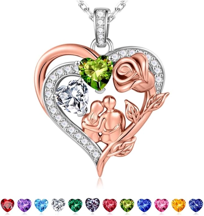 Iefil Valentines Day Gifts for Her - 925 Sterling Silver Birthstone Necklace for Women, Anniversary Birthday Gifts for Wife Girlfriend Mom