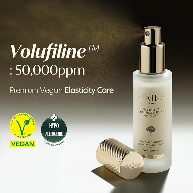 d'alba Piedmont Intensive Vegan Volufiline Spray Ampoule, Milky Spray Serum, Skin Firming, Premium Elasticity Care Treatment, 50,000ppm Volufiline Ampoule (1.69 fl.oz)
