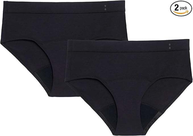 Thinx for All Period Underwear, Everyday Comfort Brief, Holds Up to 12 Regular Tampons*, Period Panties, Leakproof, Reusable & Controls Odor, Black, 2 Pack, 3X
