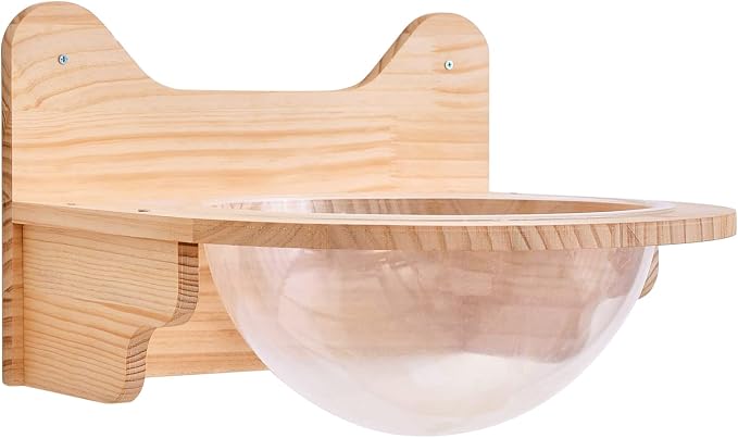 Space Capsule Style Transparent Cover Cat Bed, Wall Mounted Cats Shelf House, Small Pets Bed Toy Furniture for Living Room Pet Room, Load of 44 Lbs (Space Capsule+ 2 Jumping Platforms)