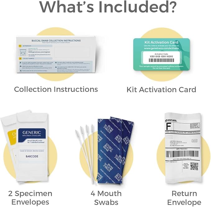 Genetrace DNA Sibling Test - At-Home Collection Kit for Full & Half Siblings - Lab Fees & Shipping Included - Results in 1-2 Days
