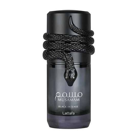 Lattafa Musamam Black Intense – Spicy, Woody, Amber, Aromatic – Eau de Parfum Spray Long-Lasting Fragrance for Unisex, 3.4 Ounce / 100 ml