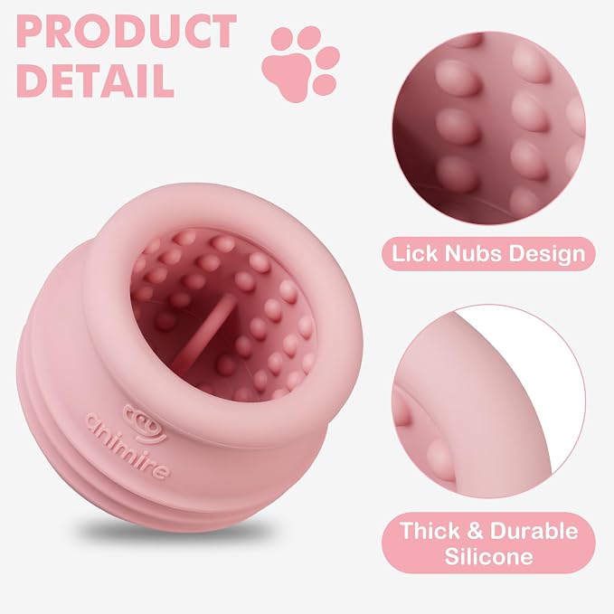 Treat Dispensing Dog Toy, Long-Lasting Interactive Puzzle Toys for Dogs, Stuffable Dog Enrichment Frozen Lick Treat Toy for Boredom, BPA Free Silicone Fetch Catch Chew Toy (Pink,S)