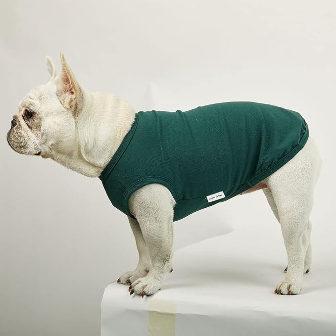 Dog Sleeveless Tank Top Cotton Shirts for Dogs Plain Sleeveless T-Shirts Soft Breathable Cool Dog Shirt pet Clothes (Medium, Green)