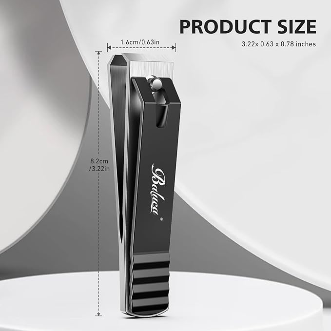 Heavy Duty Straight Blade Nail Clippers for Thick Toenails, Professional Stainless Steel Fingernail Toenail Clippers Trimmers - Thick Wide Jaw Toe Nail Clippings for Seniors, Men & Women - Black