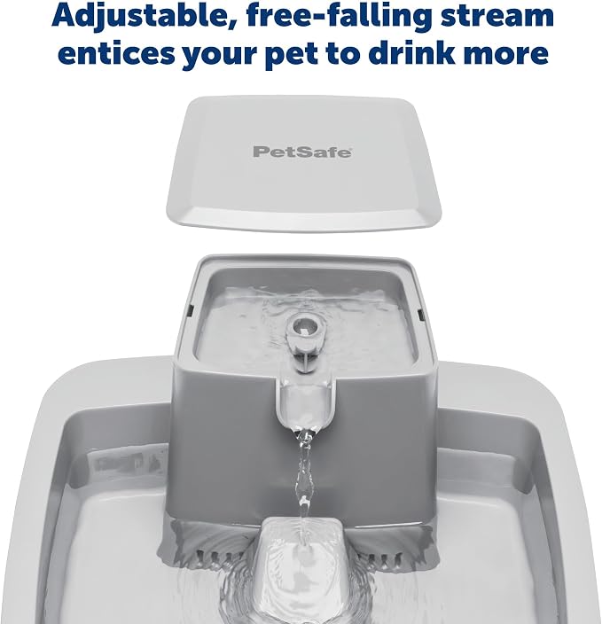PetSafe Oasys Pet Fountain, 2 Gallon (256 oz), Cats, Dogs & Multi-Pet Homes | Adjustable Water Flow, Whisker-Friendly Tray, Dishwasher-Safe, Replaceable Carbon & Foam Filters Included