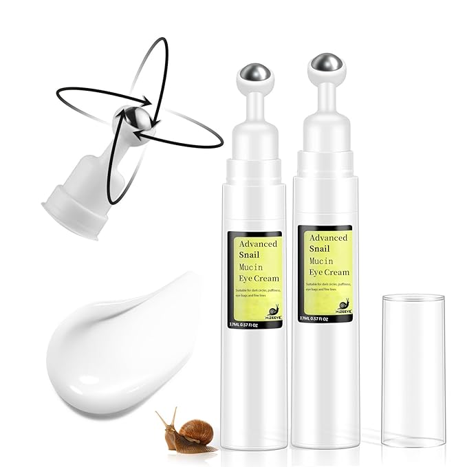 Snail Peptide Eye Cream For Moisturizing, 2 Pcs Snail Mucin Eye Cream With Niacinamide, Hyaluronic Acid For Dark Circles, Puffiness and Fine Lines, 34 ML.