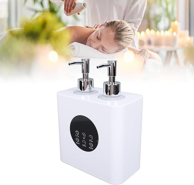 Massage Oil Heater with 4pcs 250ml Bottles, Temperature Range 30-65°C, Boosts Massage Oil Flowing, Dual Holes Adjustable Temperature Oil Warmers (US Plug)
