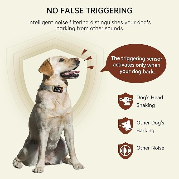 Dog Bark Collar-Rechargeable Smart Barking Collar- Anti Bark Training Collar with Adjustable Sensitivity Beep Vibration Shock- Bark Shock Collar for Small Large Medium Dogs