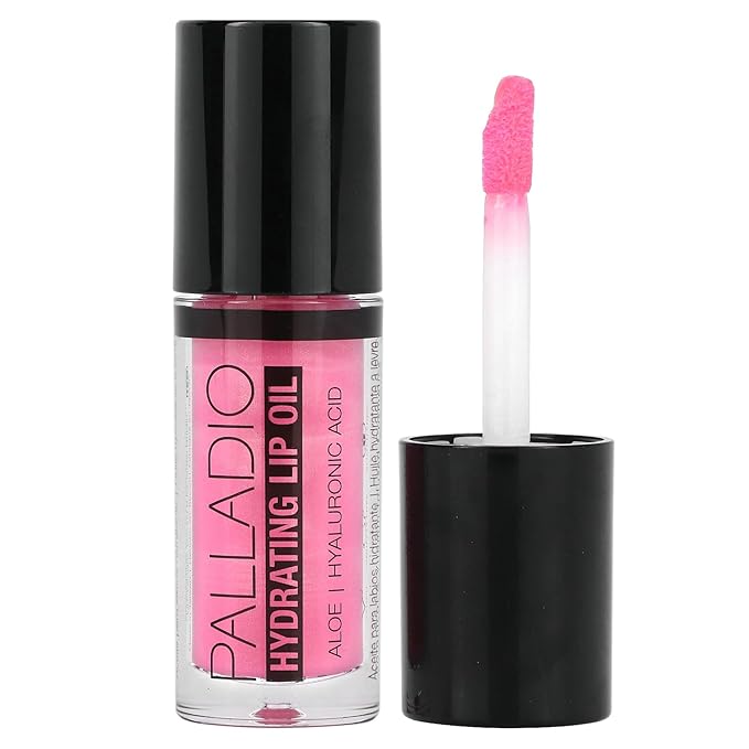 Palladio Hydrating Lip Oil Infused with Hyaluronic Acid, Non-Sticky Formula, Subtle shine with tinted sheer color, liquid lipstick, prevents chapped lips, Vegan & Cruelty-Free | 0.13 Oz. (AS IF!)
