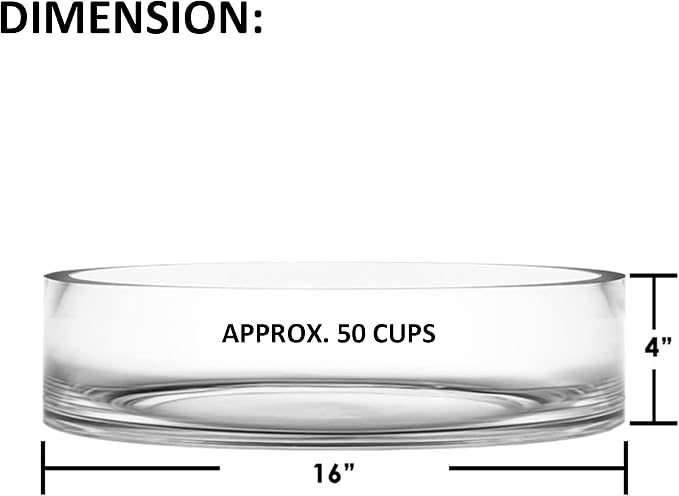 CYS Excel Large Glass Cylinder Vase (H:4" D:16") Flower Vase Centerpieces Hurricane Floating Pillar Candle Holder Terrarium Planter