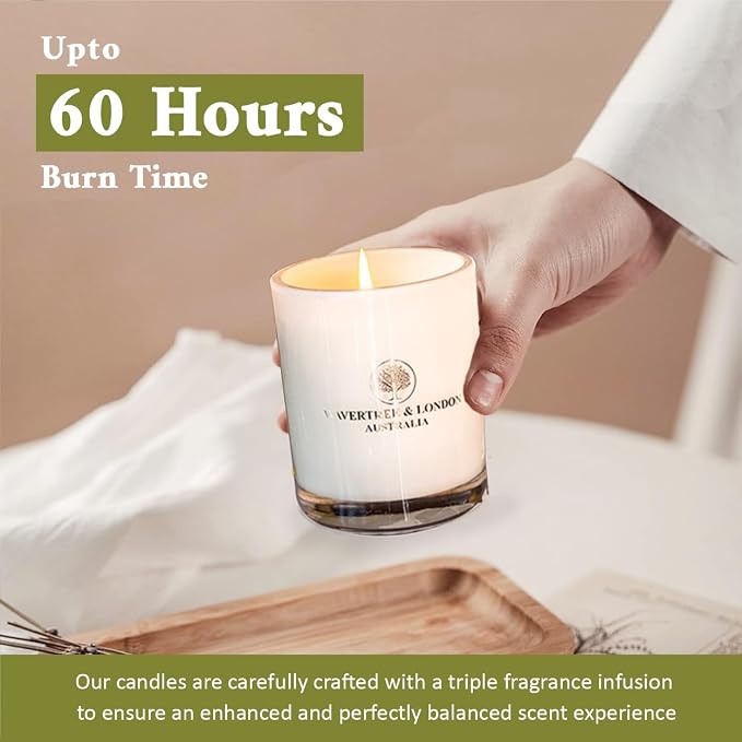 Wavertree & London Organic French Pear Scent Soy Wax Candle | Non Toxic 100% Cotton Wick Triple Scented Pure Natural Soy Wax Candles, Hand Poured in Australia | 60 Hours Burning Time, 11.66 Oz