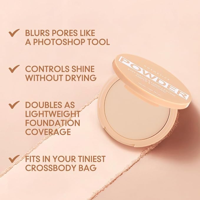 Pressed Matte Face Powder Makeup & Setting Powder for Poreless Wrinkle Blurring Contour Concealer Finishing,Lightweight,High Coverage,Shine Control, Cool Gray-Matte
