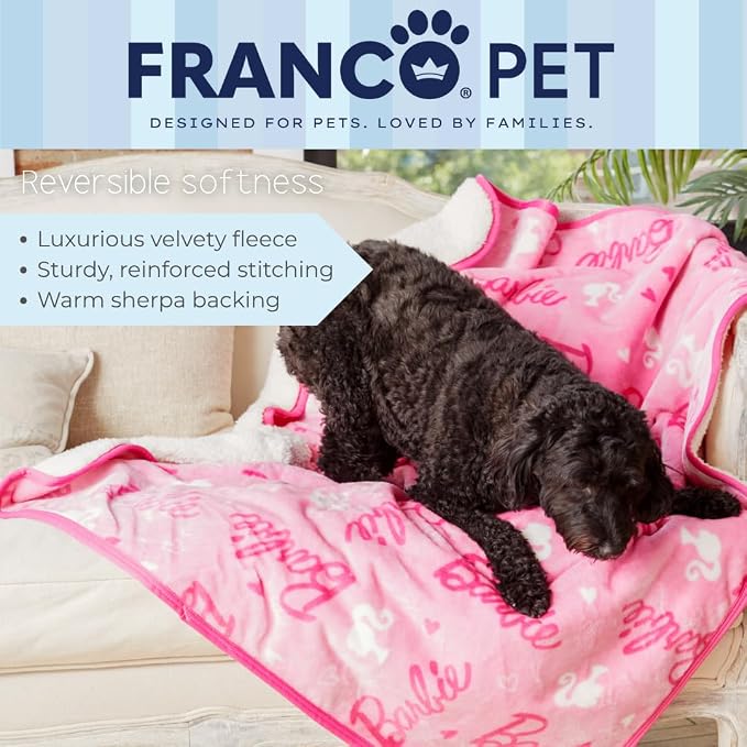 Barbie Waterproof Dog Bed Cover, Large 40x50 Pet Blanket for Furniture Bed Couch Sofa, (Officially Licensed) by Franco