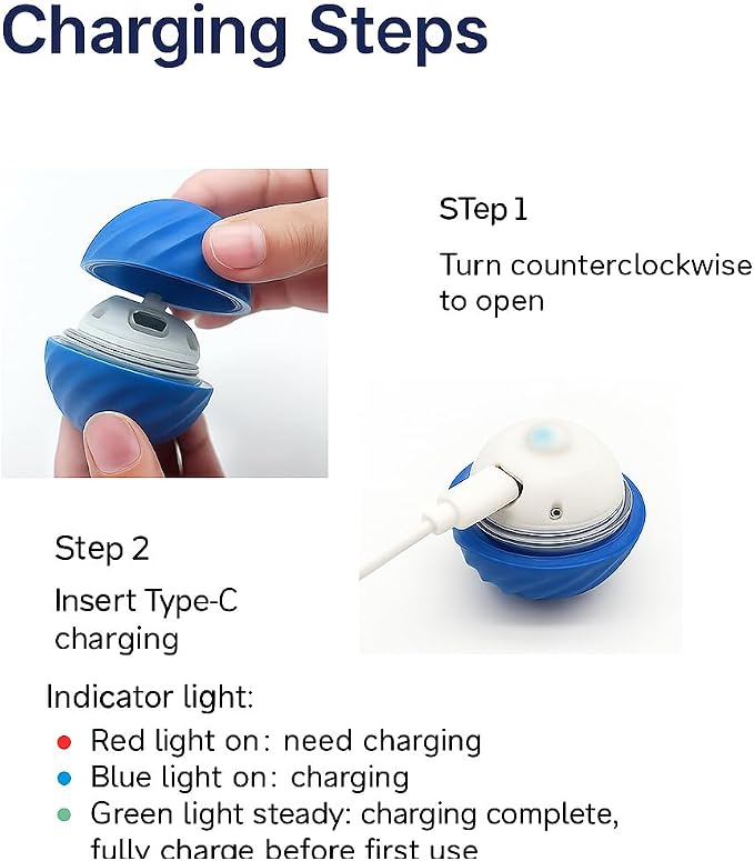 Smart Jumping Ball for Dogs,Automatic Moving Dog Toy,Pet Ball,Blue,All Breed Sizes,Adult Dogs