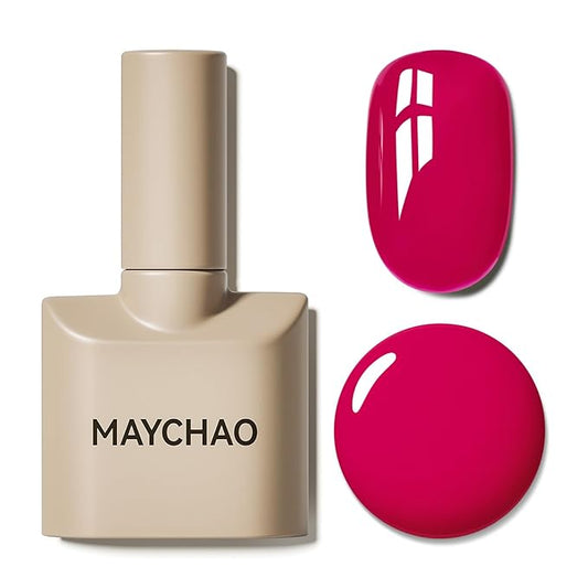 MAYCHAO 15ML Red Berry Gel Nail Polish, Rose Berry Gel Polish Soak Off UV LED Curing for Nail Art Starter Manicure Salon DIY at Home, 0.5 OZ