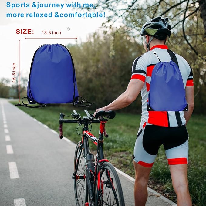 Drawstring Backpack Bulk 30 packs Draw String Backpack Bags DIY Gym Sports trip Traveling Yoga ride Pedestrianism Cinch Bag Sackpack Drawstring (royal blue)
