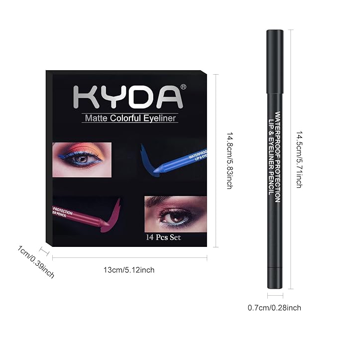 Ownest 14 Colors Eyeliner Pen, Pearl Metallic Eyeliner Pencil Kit, Glitter Eye Liner for Women, Professional Colorful Eye Makeup Pencil Set, Waterline Eyes Liner Pen with Sharpener