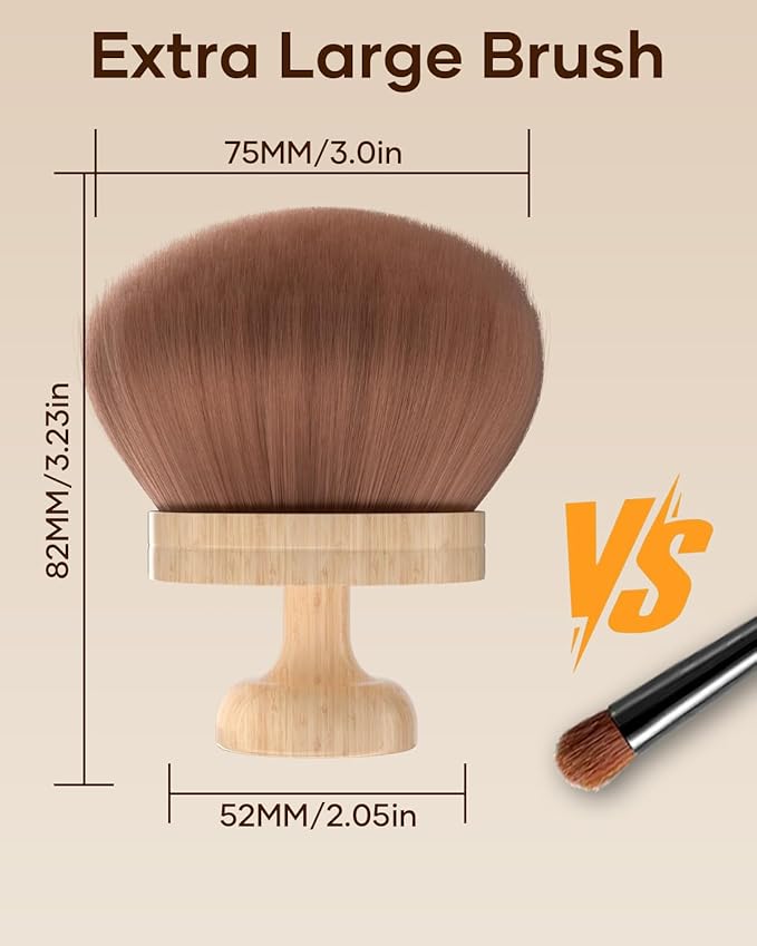 Extra Large Body Makeup Brush For Self Tanner, 3 Inch Width Self Tanning Blend Brush, Soft synthetic hair, Powder, Foundation, Blusher, Bronzer, Face and Body Brush