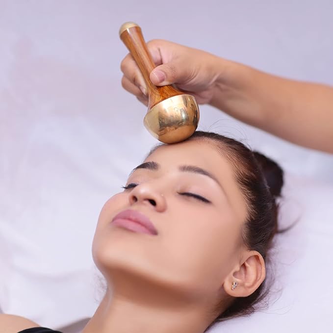 Kansa Wand Face & Body Massager, Bronze Wand with Wooden Handle, Detoxification & Deep Relaxation, Manual Massage Wand, Home Use