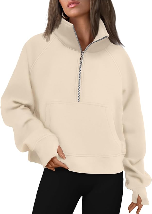AUTOMET Womens Sweatshirts Half Zip Fleece Pullover Fall Outfits | Fall Fashion Clothes 2026,Cropped Sweatshirts,Cute Y2k Tops,Quarter Zipper Sweater,Winter Loungwear Outfits