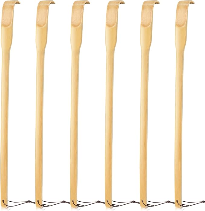 Back Scratcher, 16.5in Pack of 6, Traditional Finger-Like Bamboo Wooden Body Massager for Scratching Itches, Strong and Sturdy, Good Practical and Novel Gifts for Friends and Family.