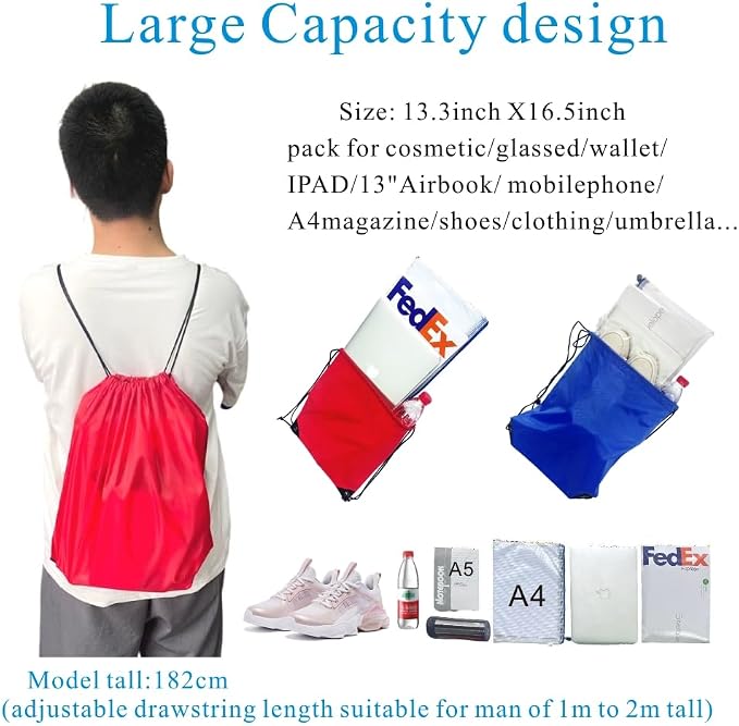 Drawstring Backpack Bulk 50 Packs Draw String Backpack Bags DIY Gym Sports Traveling Trip ride Pedestrianism Yoga Cinch Bag Sackpack Drawstring (royal blue)